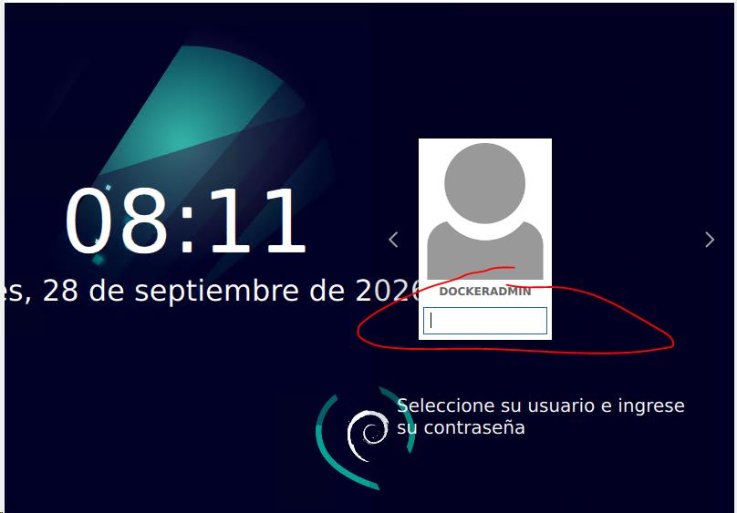 Inicio de Sesión Ubuntu DockerAdmin