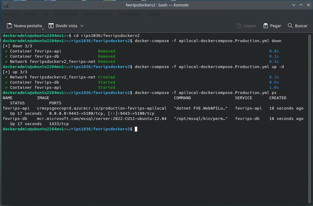 Comandos Docker Compose en Terminal