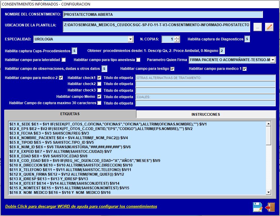 Configuración del Consentimiento y Etiquetas