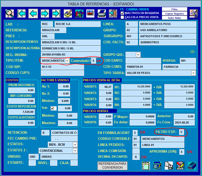 Prescripción con Check Controlado Activo