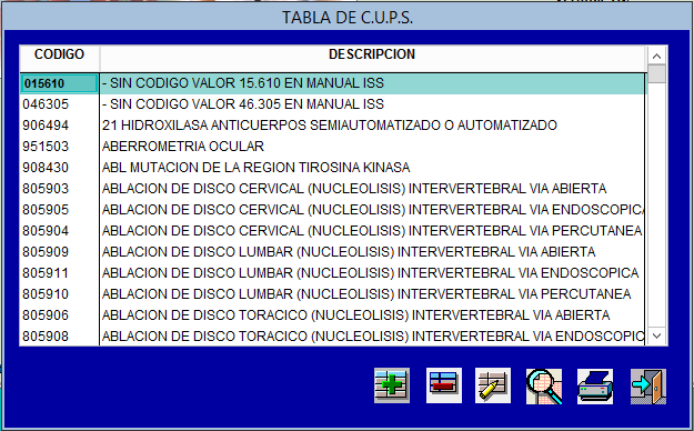 Tabla Maestra de Códigos CUPS