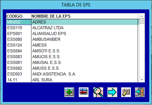 Tabla Maestra de EPS