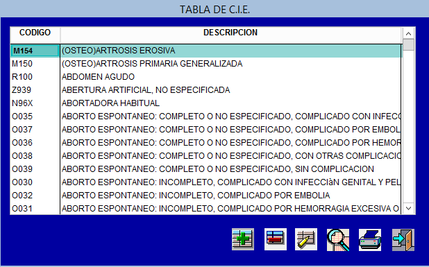 Tabla Maestra de Diagnósticos CIE