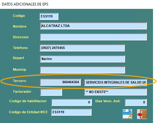Formulario de adición y edición de una EPS