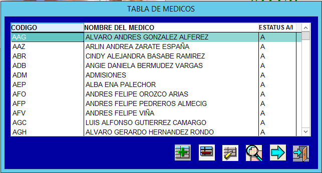 Tabla Maestra de Médicos