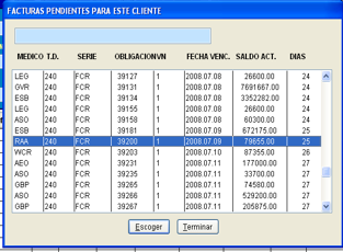 Ayuda con F2 que lista las facturas pendientes de pago en Cartera