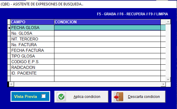 Asistente de búsqueda de glosas por rango de fechas y NIT