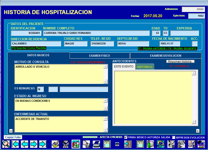 Formulario de la Escala de Glasgow