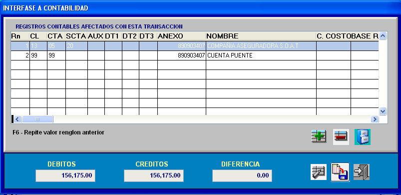 Afectación contable para restituir el saldo en cartera de la factura