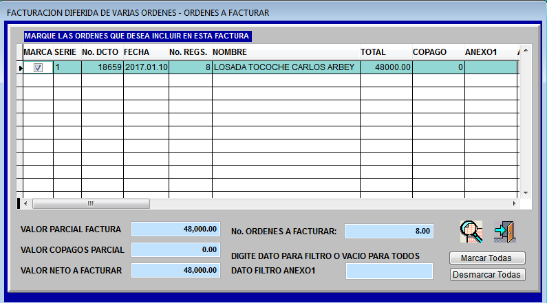 Ejemplo de facturación diferida filtrada por Contrato - Plan (valor $48.000)