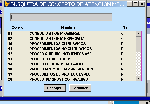 Búsqueda y Catálogo de Conceptos de Facturación