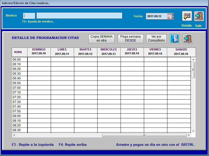 Pantalla principal de Programación Consulta Externa