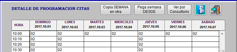 Botones Copia SEMANA en otra y guardado de la semana origen