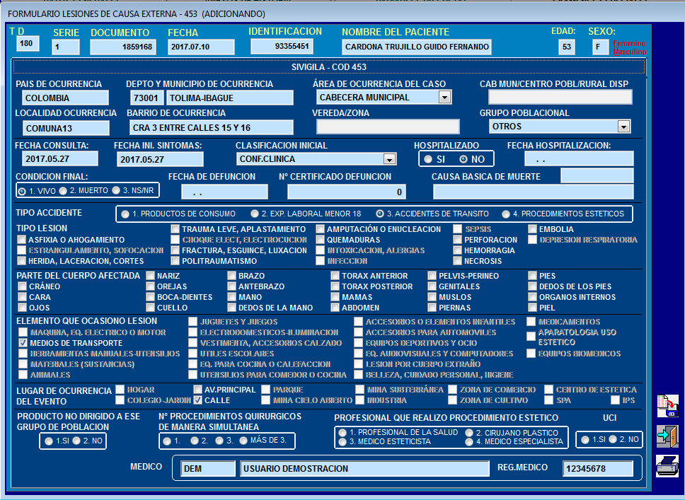 Mapeo Gráfico de Lesiones Corporales