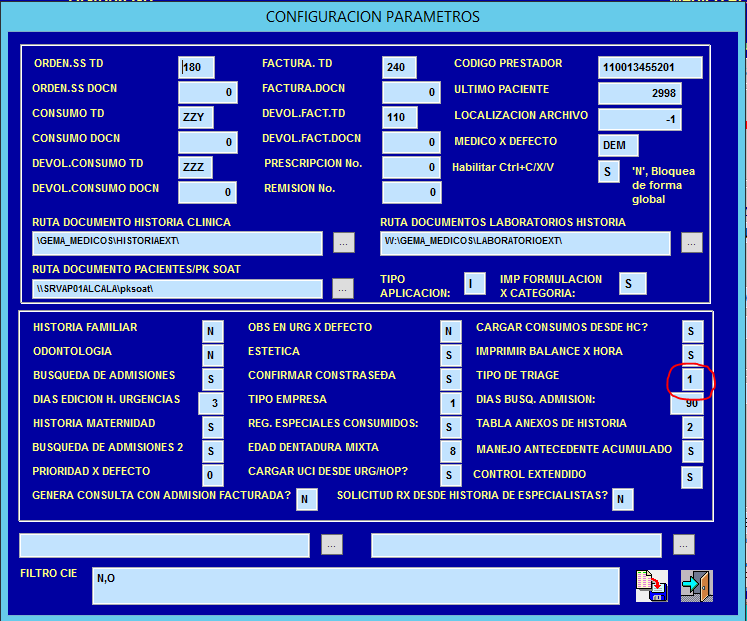 Clasificación de Triage I a V por Colores