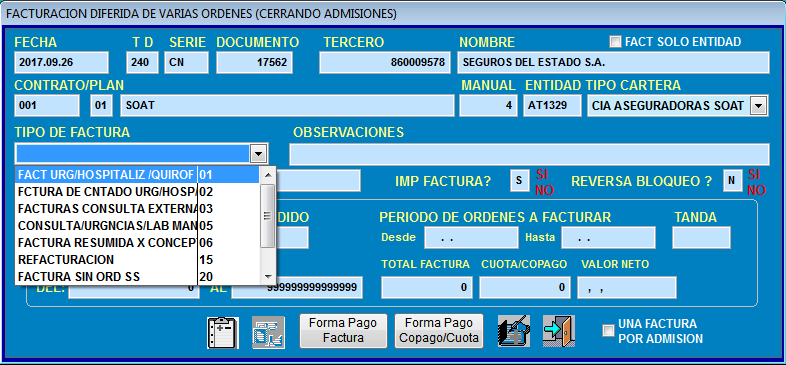 Selección del Tipo de Factura por defecto