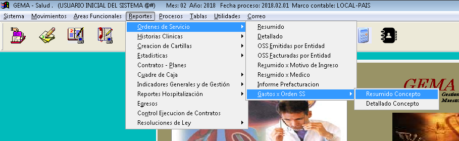 Ruta de acceso a Reportes > Órdenes de Servicio > Gastos x Orden SS > Resumido Concepto